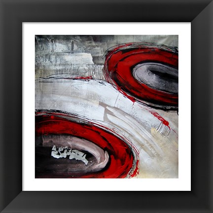 Framed Abstract Circles I - red Print