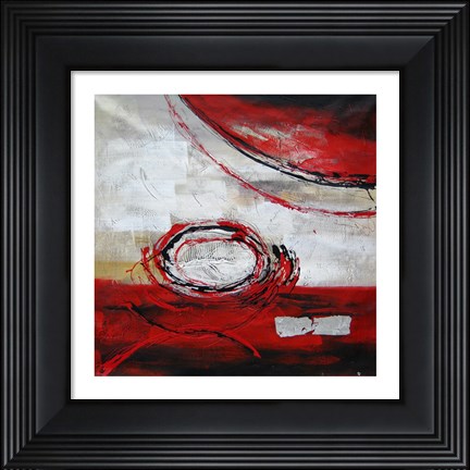 Framed Abstract Circles II - red Print