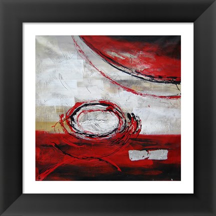 Framed Abstract Circles II - red Print