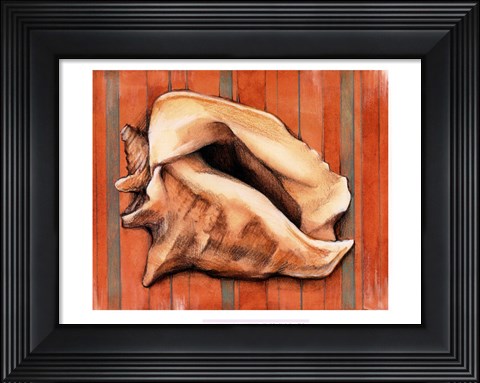 Framed Shell on Stripes I Print