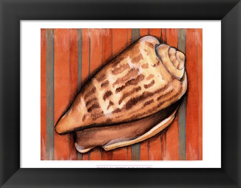 Framed Shell on Stripes III Print