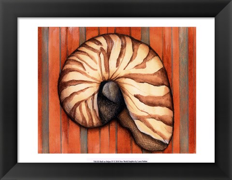 Framed Shell on Stripes IV Print
