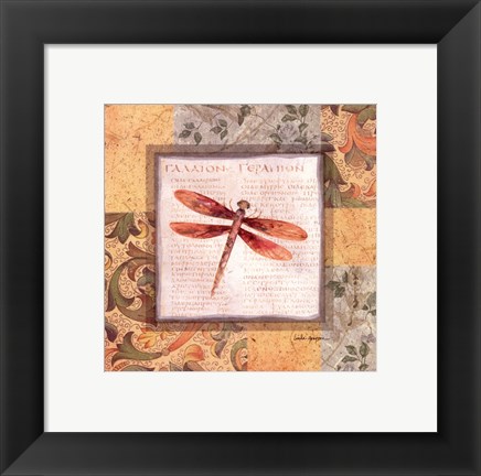 Framed Collaged Dragonflies II Print