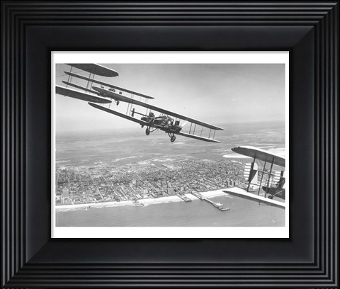 Framed U.S. Army Air Corps Curtiss B-2 Condor bombers flying over Atlantic City Print