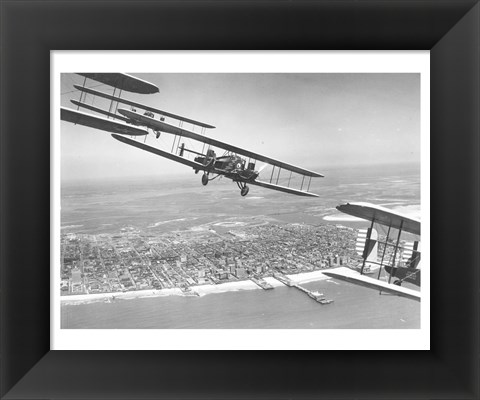 Framed U.S. Army Air Corps Curtiss B-2 Condor bombers flying over Atlantic City Print