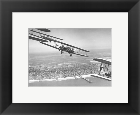 Framed U.S. Army Air Corps Curtiss B-2 Condor bombers flying over Atlantic City Print