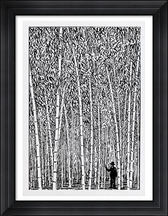 Framed Man and Bamboo Print