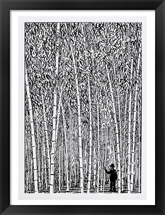 Framed Man and Bamboo Print