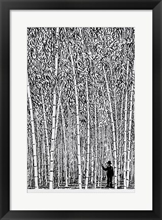 Framed Man and Bamboo Print