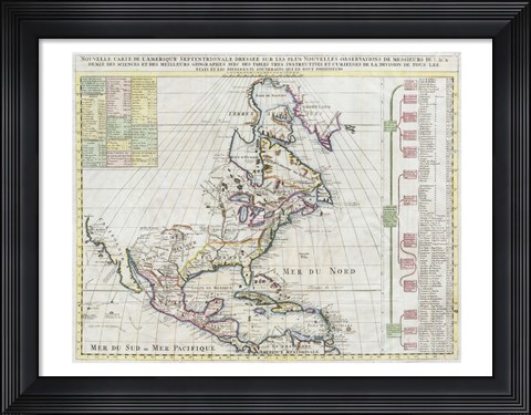Framed 1720 Chatelain Map of North America Print