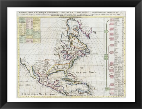 Framed 1720 Chatelain Map of North America Print