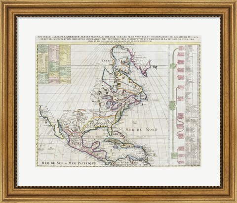 Framed 1720 Chatelain Map of North America Print