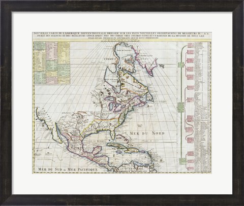 Framed 1720 Chatelain Map of North America Print