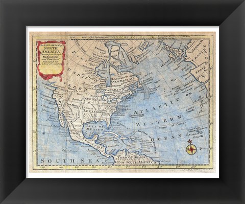 Framed 1747 Bowen Map of North America Print