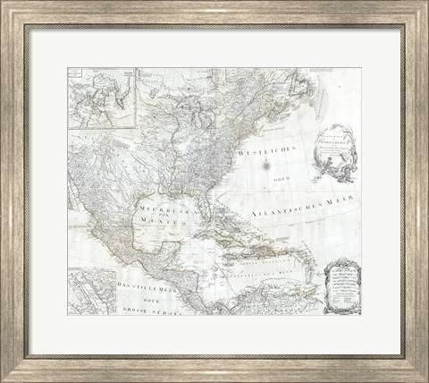 Framed 1788 Schraembl - Pownall Map of North America the West Indies Print