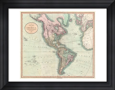 Framed 1806 Cary Map of the Western Hemisphere Print
