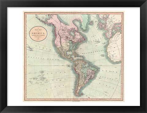 Framed 1806 Cary Map of the Western Hemisphere Print