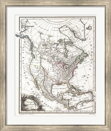 Framed 1809 Tardieu Map of North America Print