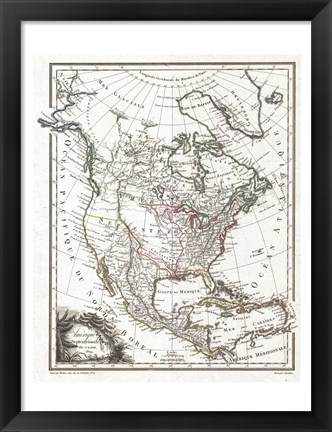 Framed 1809 Tardieu Map of North America Print