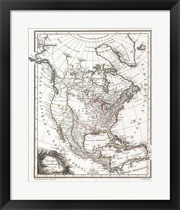 Framed 1809 Tardieu Map of North America Print