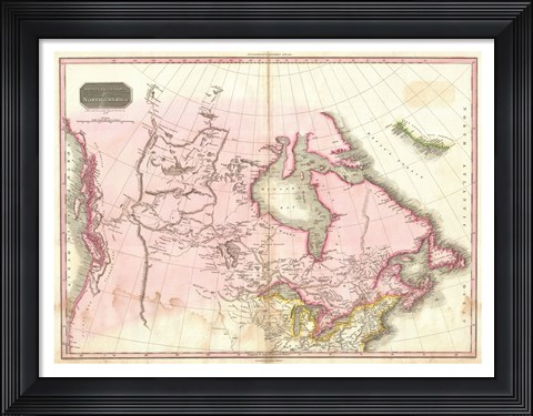 Framed 1818 Pinkerton Map of British North America Print
