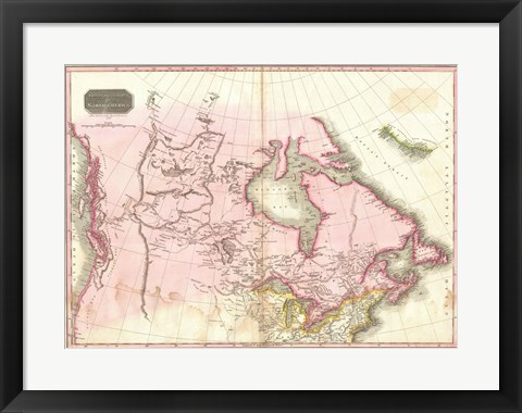 Framed 1818 Pinkerton Map of British North America Print