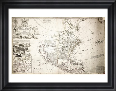 Framed John Lord Sommers Map of North America Print