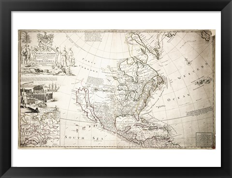 Framed John Lord Sommers Map of North America Print