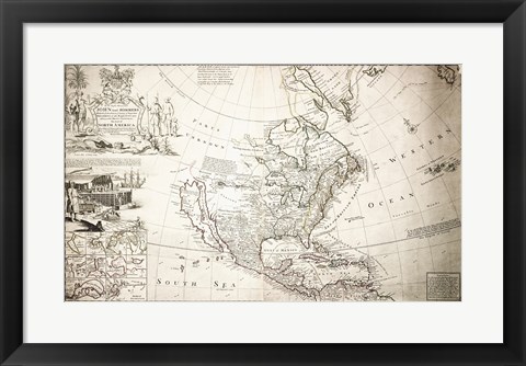 Framed John Lord Sommers Map of North America Print