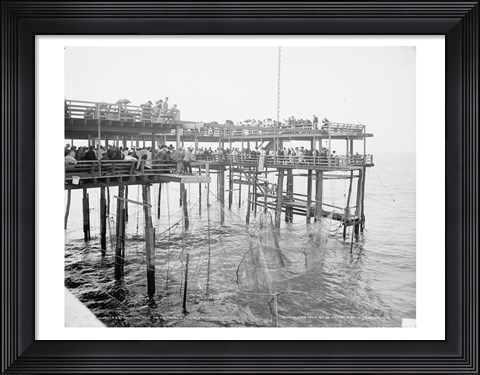 Framed Hauling the Nets, Young&#39;s Pier, Atlantic City, NJ Print