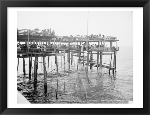 Framed Hauling the Nets, Young&#39;s Pier, Atlantic City, NJ Print