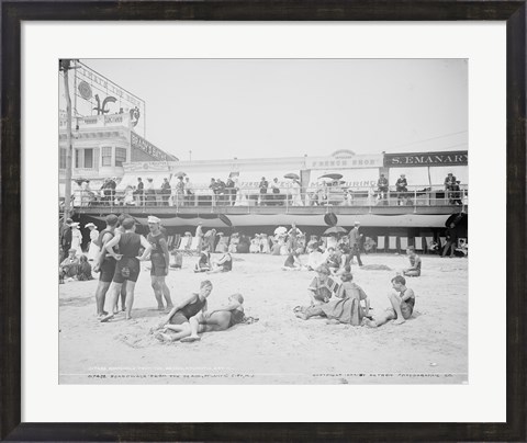 Framed Boardwalk from the beach, Atlantic City, NJ Print