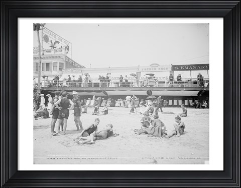 Framed Boardwalk from the beach, Atlantic City, NJ Print