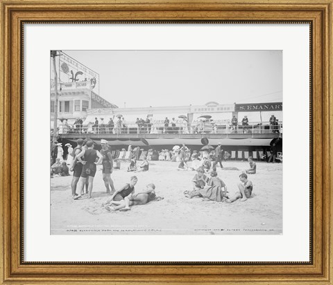 Framed Boardwalk from the beach, Atlantic City, NJ Print
