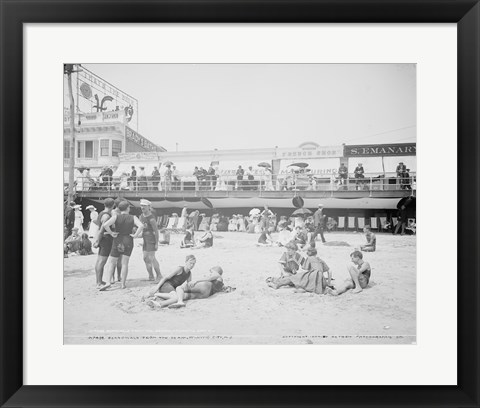 Framed Boardwalk from the beach, Atlantic City, NJ Print