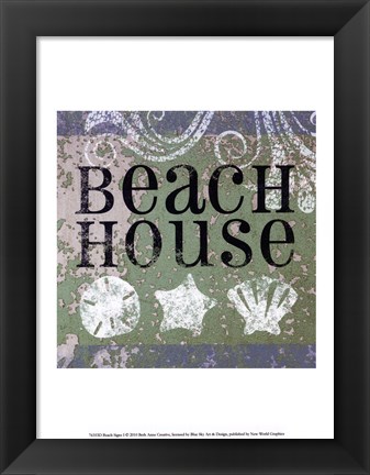 Framed Beach Signs I Print