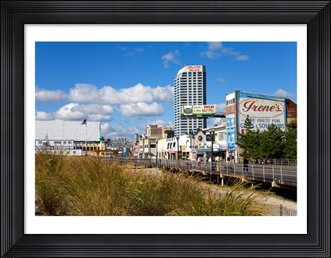Framed Boardwalk Stores, Atlantic City, New Jersey, USA Print