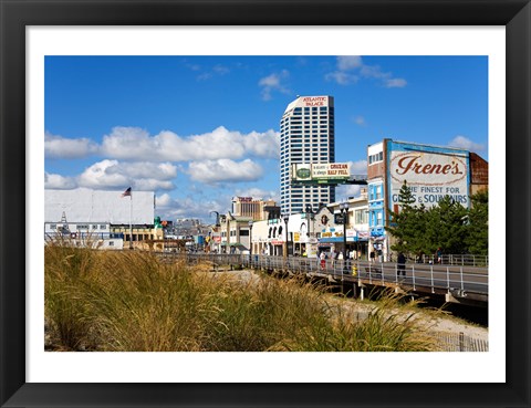 Framed Boardwalk Stores, Atlantic City, New Jersey, USA Print