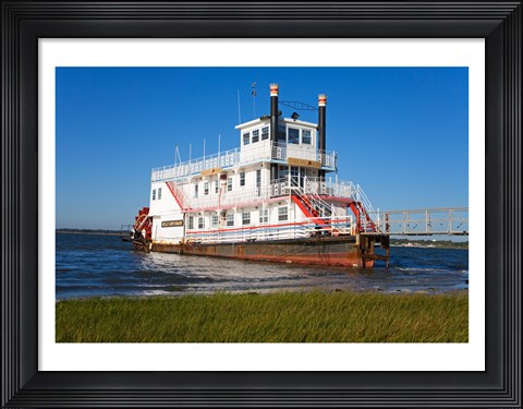 Framed Paddle Steamer on Lakes Bay, Atlantic City, New Jersey, USA Print