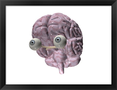 Framed Close-up of a human brain with eye balls Print