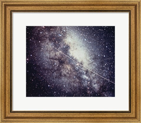Framed Echo Satellite Trail  In Milky Way Print