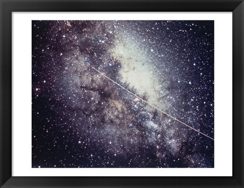 Framed Echo Satellite Trail  In Milky Way Print