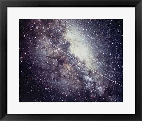 Framed Echo Satellite Trail  In Milky Way Print