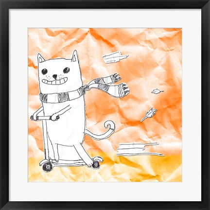 Framed Skateboarding Cat II Print