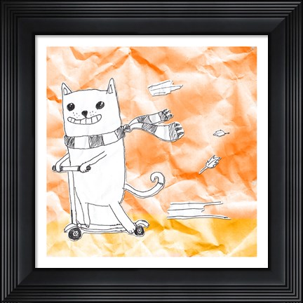 Framed Skateboarding Cat II Print