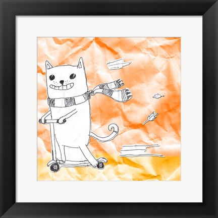 Framed Skateboarding Cat II Print