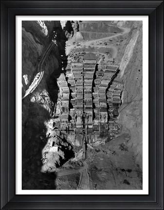 Framed Dam structure as seen from skip on 150-ton cableway. View is made on center line of structure from elevation 1000 Print