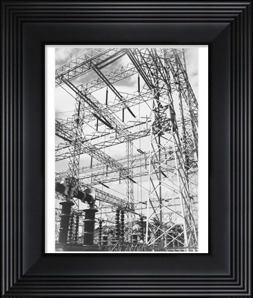 Framed Photograph Looking Up at Wires of the Boulder Dam Power Units, 1941 Print