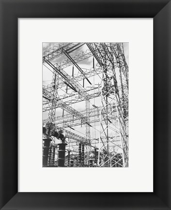 Framed Photograph Looking Up at Wires of the Boulder Dam Power Units, 1941 Print