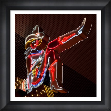 Framed Glitter Girl neon sign at the Freemont Street Experience Print